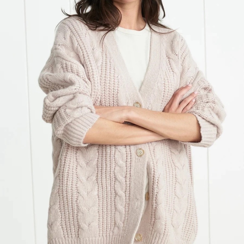 Jenni Kayne Cream Cable Knit Sweater XL